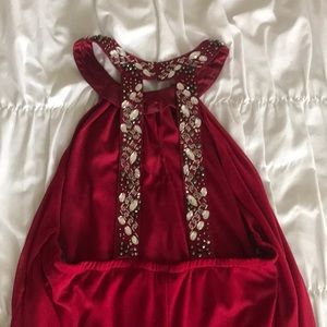Red backless short homecoming prom dress